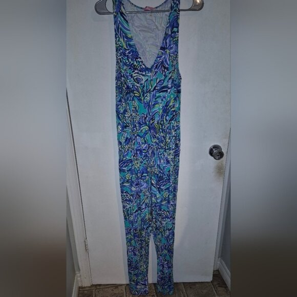 LILLY PULITZER Paulina Jumpsuit Sneak A Beak Bennet Blue S,.M - Picture 2 of 9